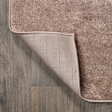 Haze Solid Low-Pile Area Rug Brown
